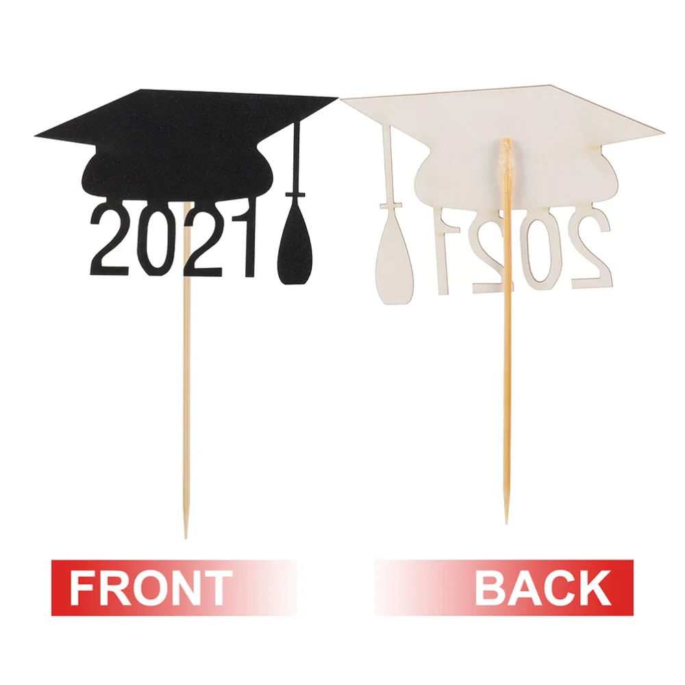 

20 Pcs 2021 Graduation Party Cake Toppers Graduation Cap Cake Picks (Black)