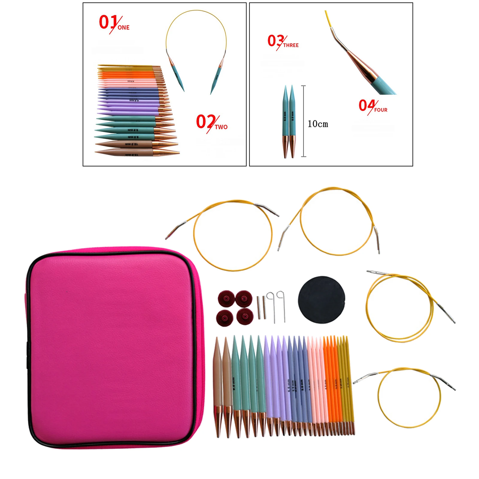 

26 Pieces Circular Knitting Needles Crochet Hooks W / Bag of