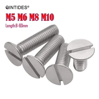 qintides slotted countersunk flat head screws m5 m6 m8 m10 stainless steel screw slotted