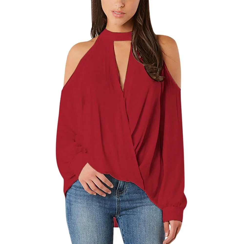 Женская рубашка с длинным рукавом CHAMSGEND женская блузка из полиэстера Сексуальная