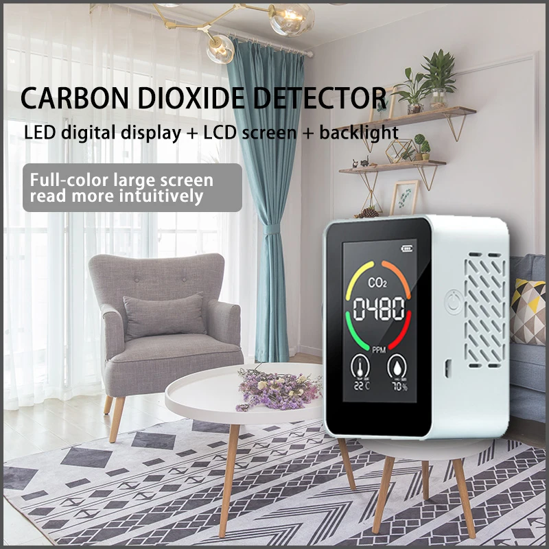 

CO2 Meter Digital Temperature Humidity Sensor Tester Air Quality Monitor Carbon Dioxide TVOC Formaldehyde HCHO Detector