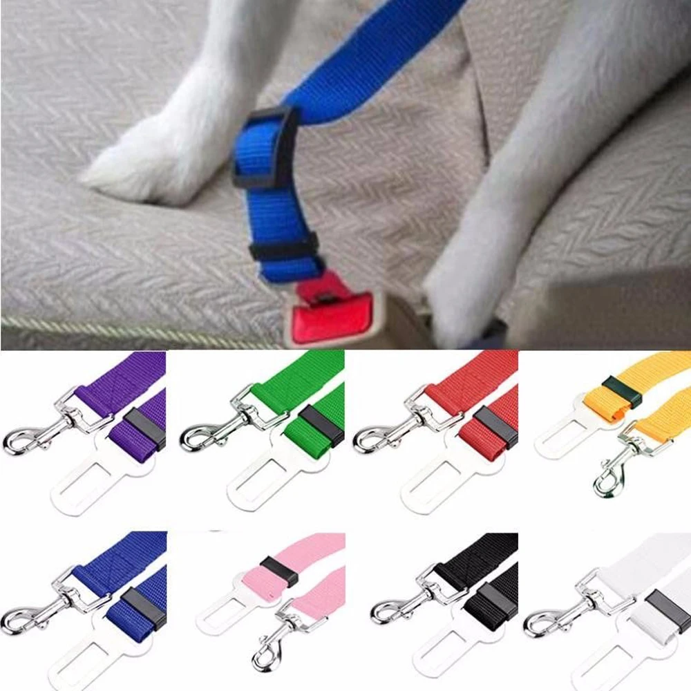 

Buy Adjustable Length Dog Car Seat Belt Safety Protector Travel Pets Accessories Dog Leash Collar Breakaway Solid Car Harness