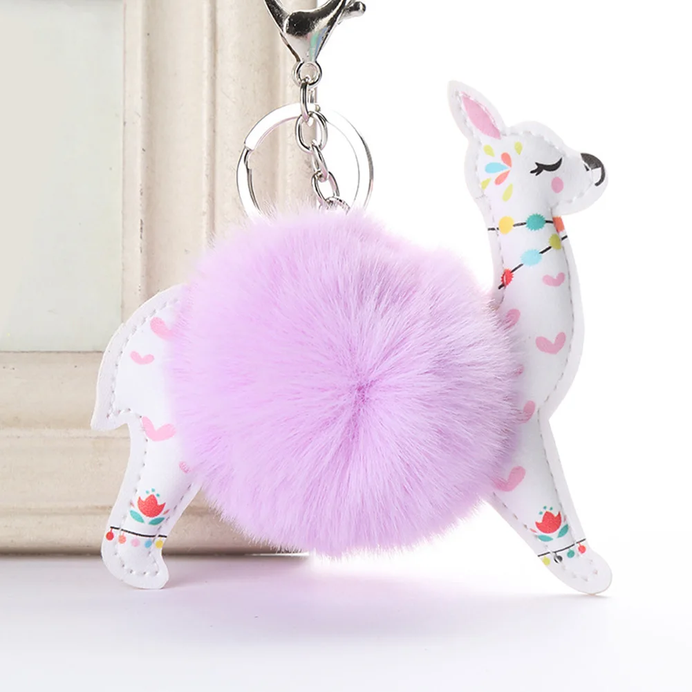 Пушистый меховой шар милая альпака брелок для ключей искусственная кожа