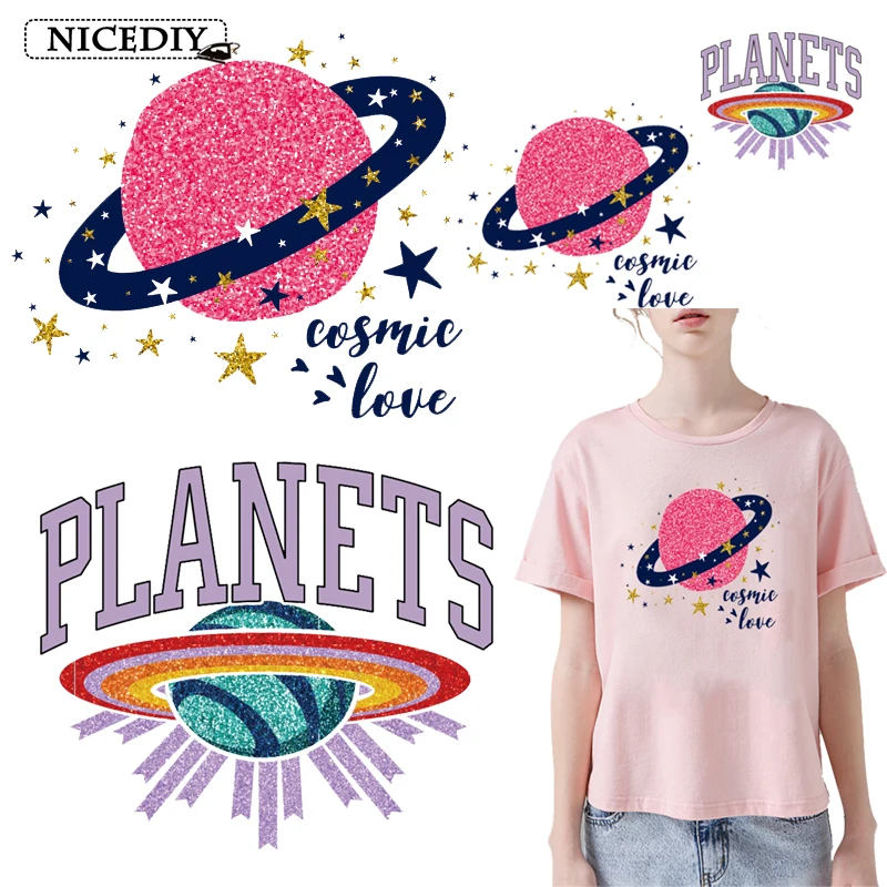 Nicediy нашивка планеты теплопередача виниловая наклейка термопередача блестящий