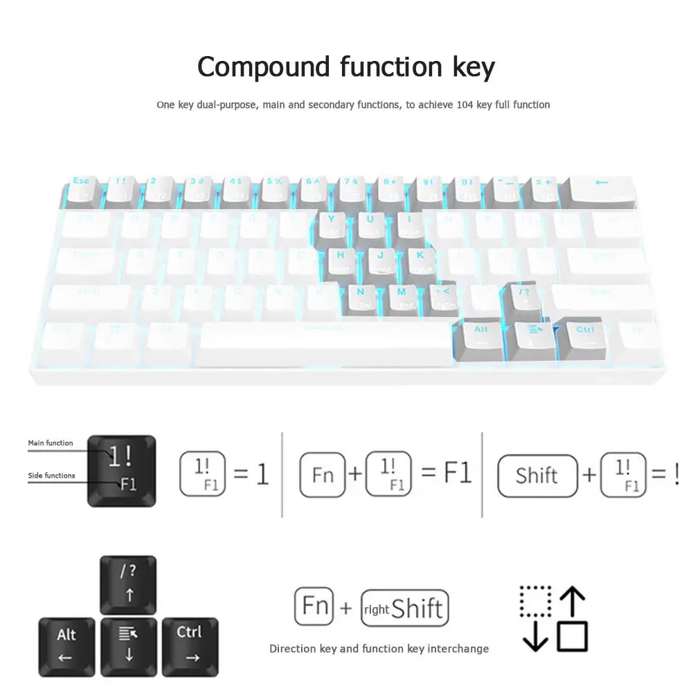 Беспроводная Механическая игровая клавиатура RK61 с Bluetooth тонкая 61 клавиша RGB одной