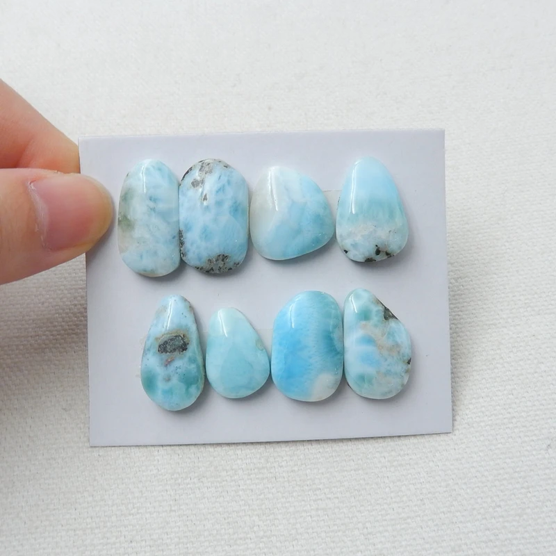 

Sale 8 Pcs Natural Larimar Cabochons Sets,20x12x6mm 16x11x4mm 15.35g Fashion Jewelry Cabochon Accessories