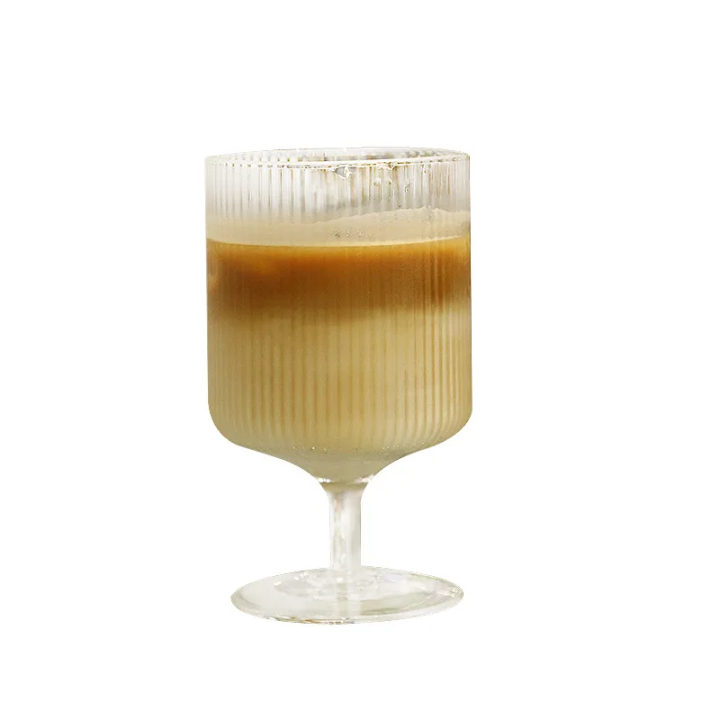 

Net Red Stripe Glass Ice Cream Cup Yogurt Cup Pudding Cup Ice Cream Cup Coffee Cup Cocktail Cup Goblet High Color Trend