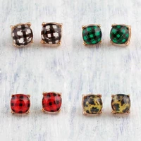 zwpon classic cushion cut stud earrings vibrant simple stud earrings for women fashion leopard plaid dot earrings wholesale