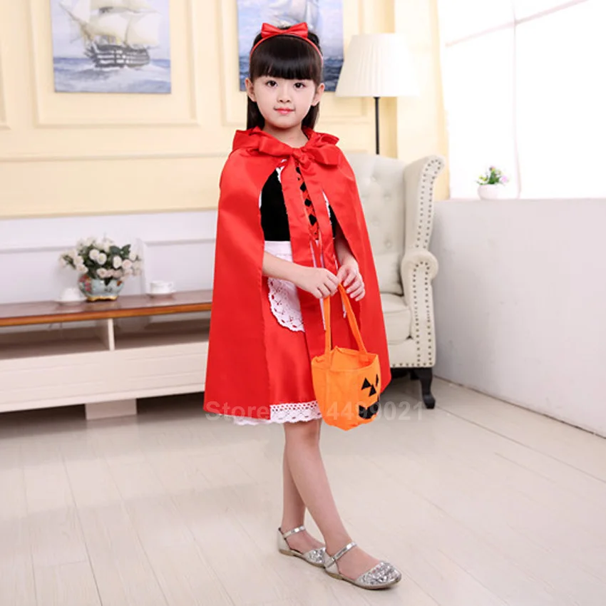 Детское платье в средневековом стиле с красной шапочкой для девочек; карнавальные костюмы на Рождество, Хэллоуин, карнавал; плащ с капюшоном; одежда для выступлений