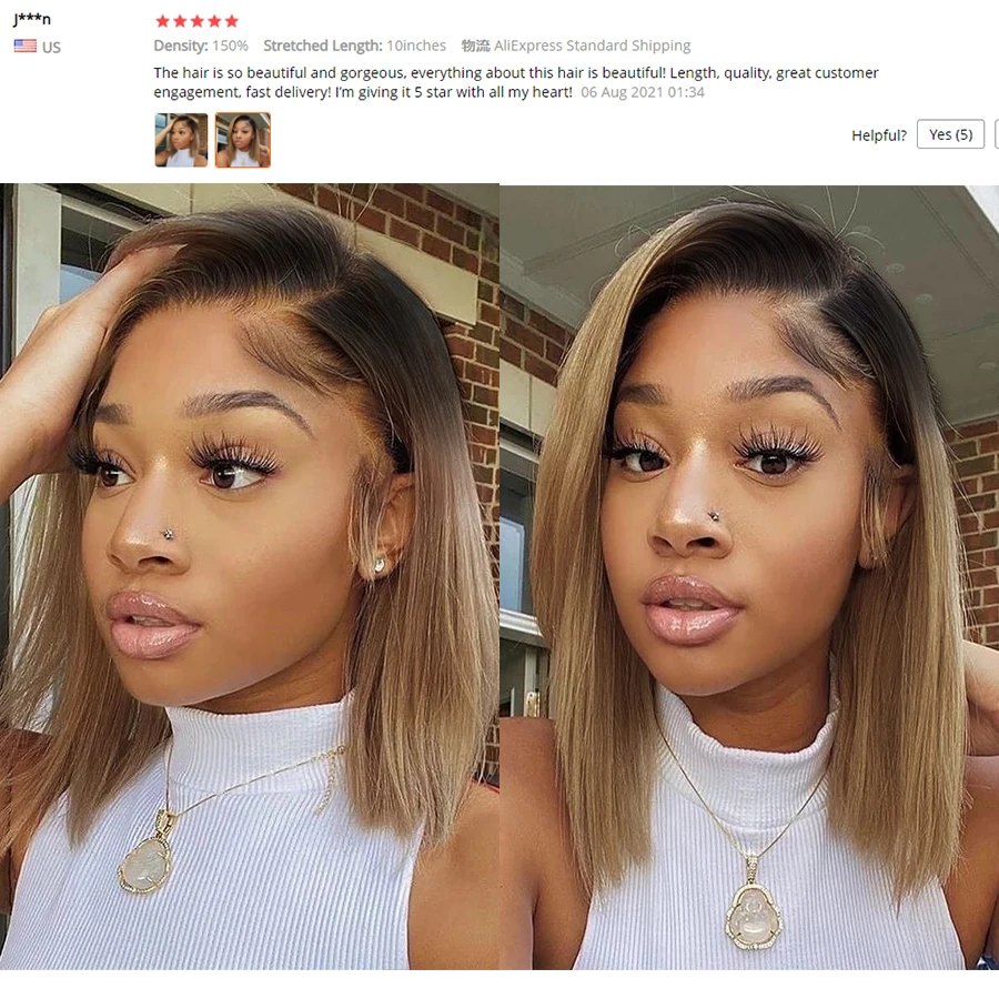 Парик из натуральных волос с эффектом омбре для чернокожих женщин 13 х6 | Шиньоны и