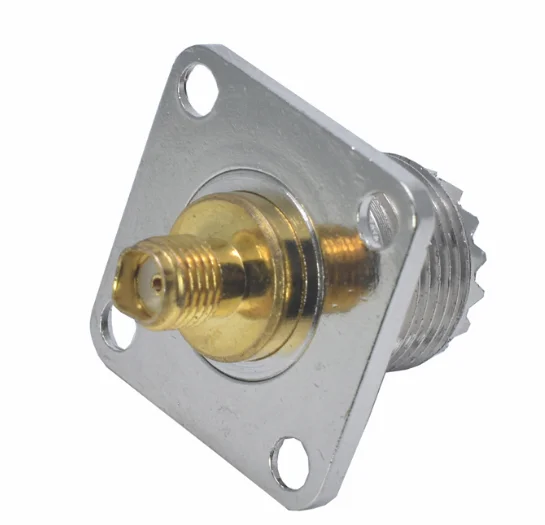 RF Adapter UHF PL259 SO239 Female To SMA Female 4 Hole Flange Panel Mount RF Coaxial Connectors