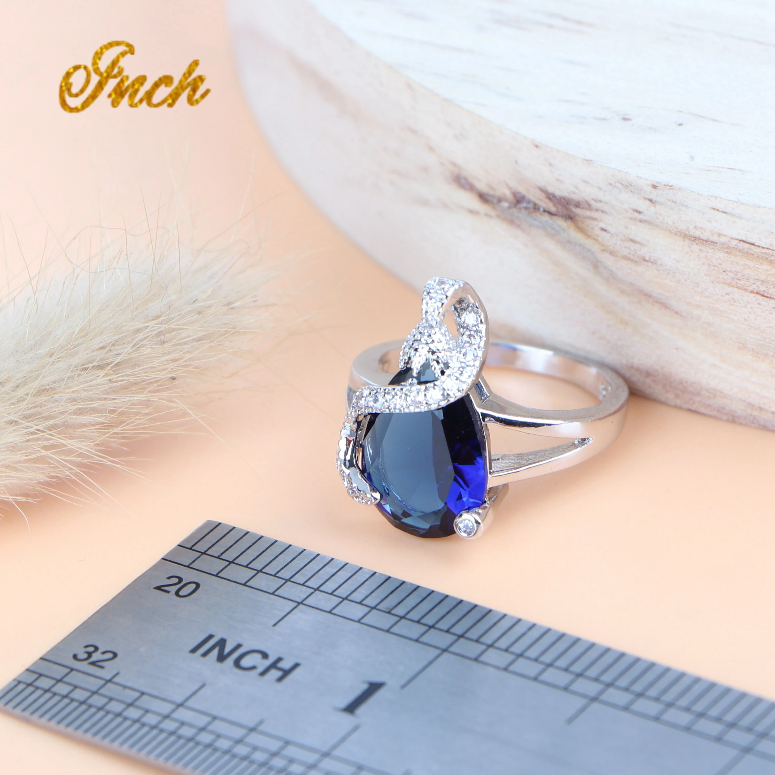 Женский Свадебный костюм Комплект украшений из серебра 925 пробы с синим