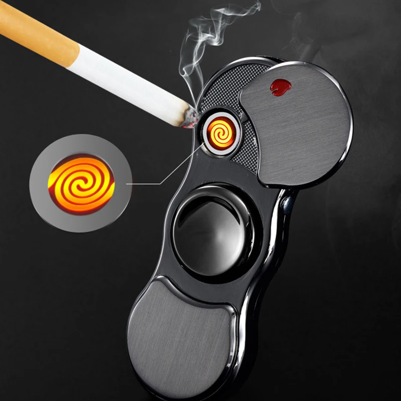 

Fingertip Gyro Metal Windproof Rechargeable Lighter Electplating Metal Tungsten Encendedor USB Rechrageable Cigarette Isqueiro