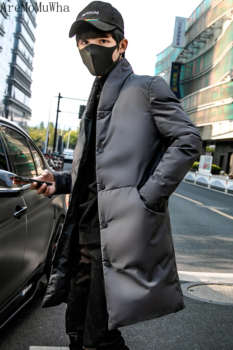 Men's Down Jacket Mid-length 2021 Winter New Stand-up Collar Korean Version of The Slim Thick Warmth Trend Jacket Mens Jackets