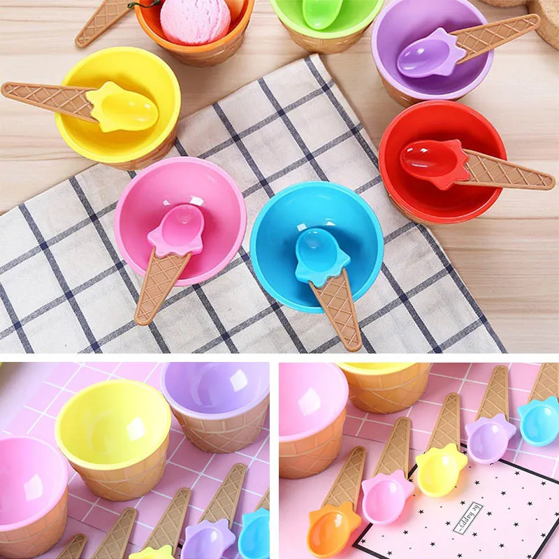 Детская посуда чаша для мороженого ложка десертная милые подарки детей