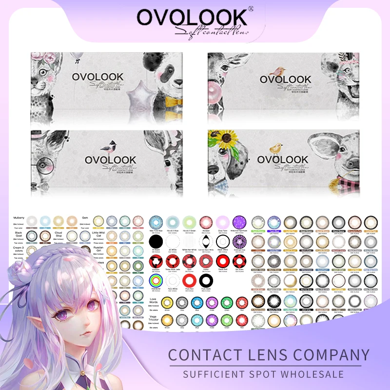 OVOLOOK-24 Pair/Lot Lenses Wholesale Colored Lenses for Eyes Company Manufacturer Supplier Color Contact Lens Halloween Cosplay