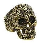 Мужское кольцо в готическом стиле Valily, кольцо из нержавеющей стали с золотым покрытием и изображением черепа, в форме цветка, для покерной вечеринки