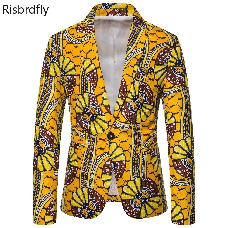 

2021 Spring and Autumn African Men Printing Polyester Plus Size Long Sleeve Blazers African Men Clothing M-3XL