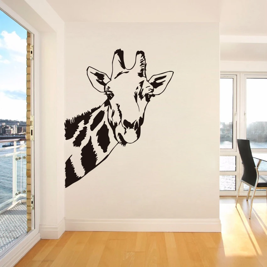 Giraffe Head Wall Stickers Mural Jungle Wild Animal Home Decor Vinyl Waterproof Decals Kids Room Bedroom Decoration P319 | Дом и сад