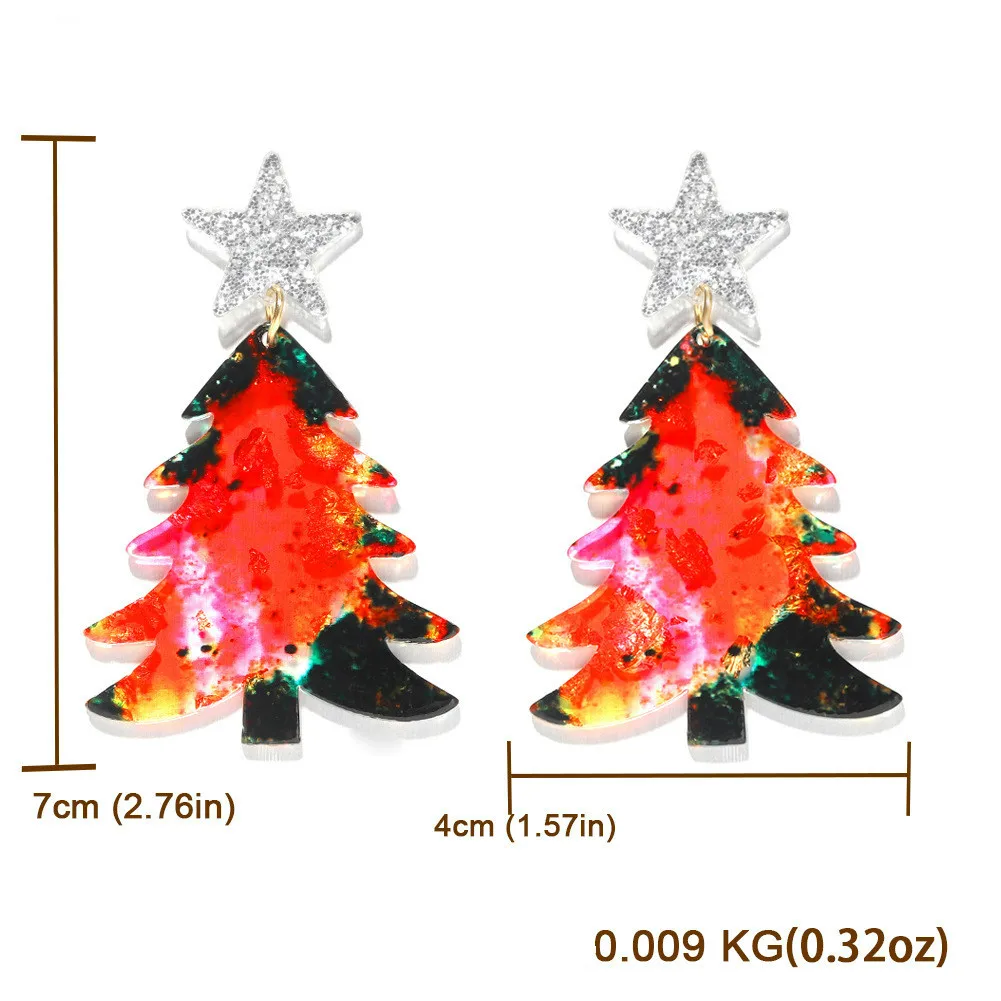 

Fantasy Colorful Christmas Tree Earrings 2020 Women Top Selling Christmas Gifts Big Wood Board Drop Earrings Jewelry For Girls