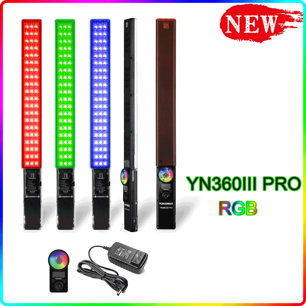 

Yongnuo YN360 III Pro Handheld 3200K-5600K RGB Colorful Ice Stick LED Video Light Touch Adjusting Controlled by Phone App