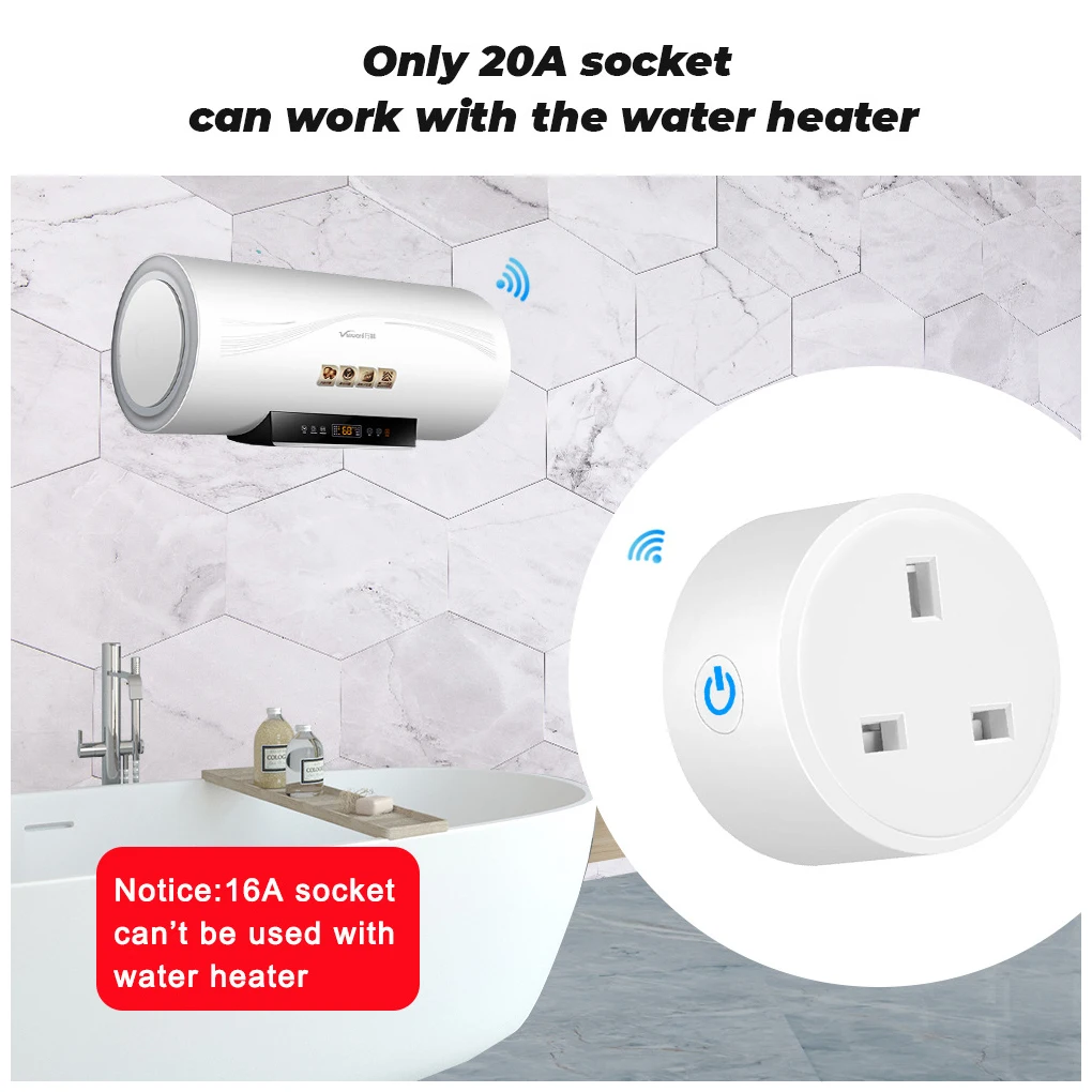 WiFi Smart Plug Bluetooth-compatible Wireless Remote Control Power Socket for Water Heater Air Conditioner UK 16A | Умный дом
