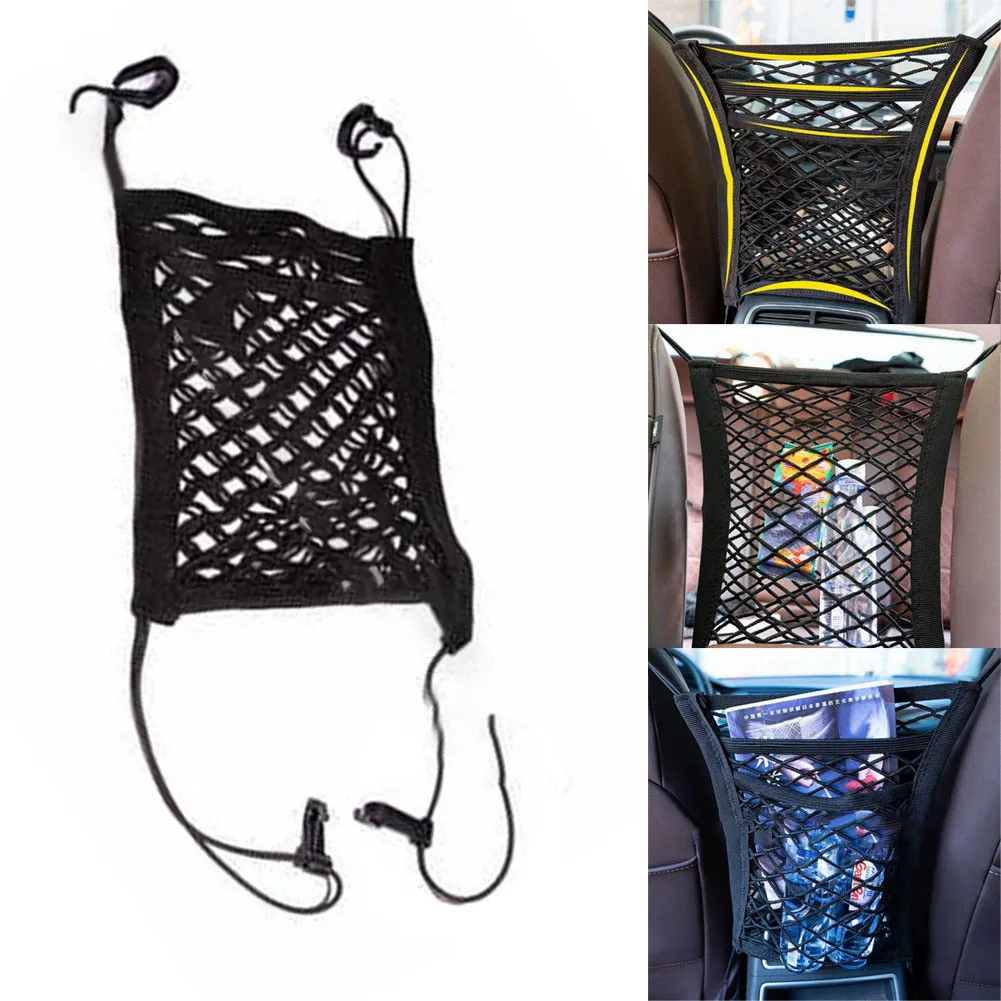 

Car Interior Trunk Seat Back Elastic Mesh Net Car Styling Storage Bag Pocket Cage Velcro Grid Pocket Holder Car Accessories