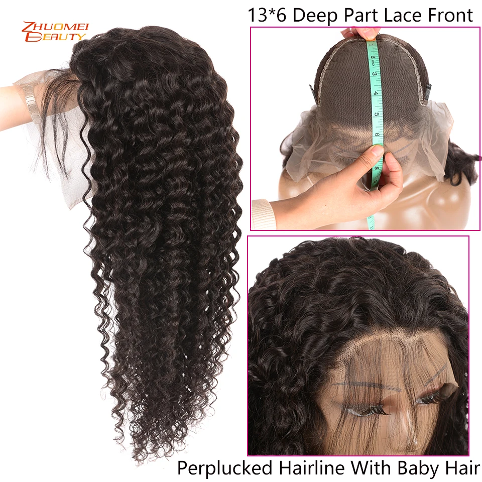 Парик с глубокой волной парики из человеческих волос на фронте кудрявые