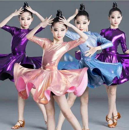 

Girls Professional Latin dancing dress Kids Ballroom Salsa Dance wear clothing Children's Competitions Latin Stage wear clothes