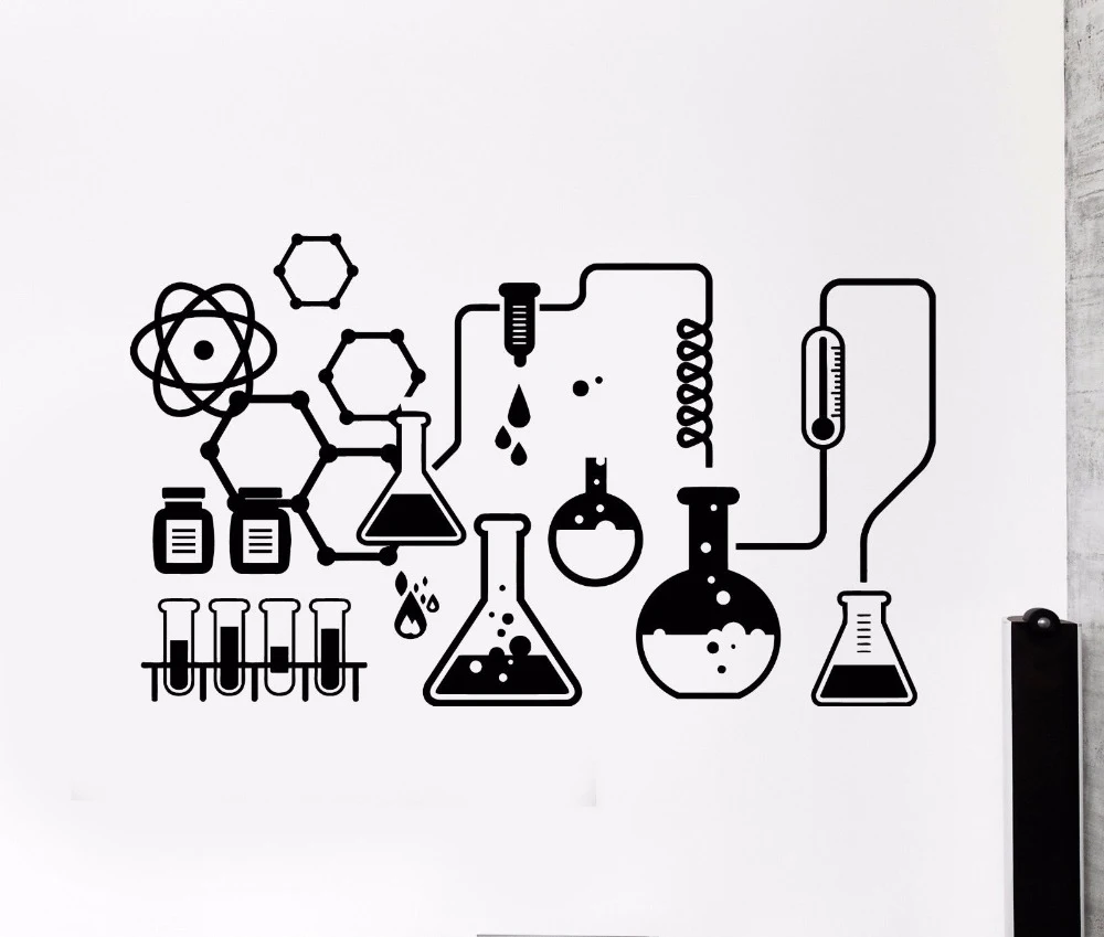 

Science Chemical Lab Vinyl Wall Stickers Kids Scientist Chemistry School Sticker Removable Wall Decals Home Decor Bedroom S515