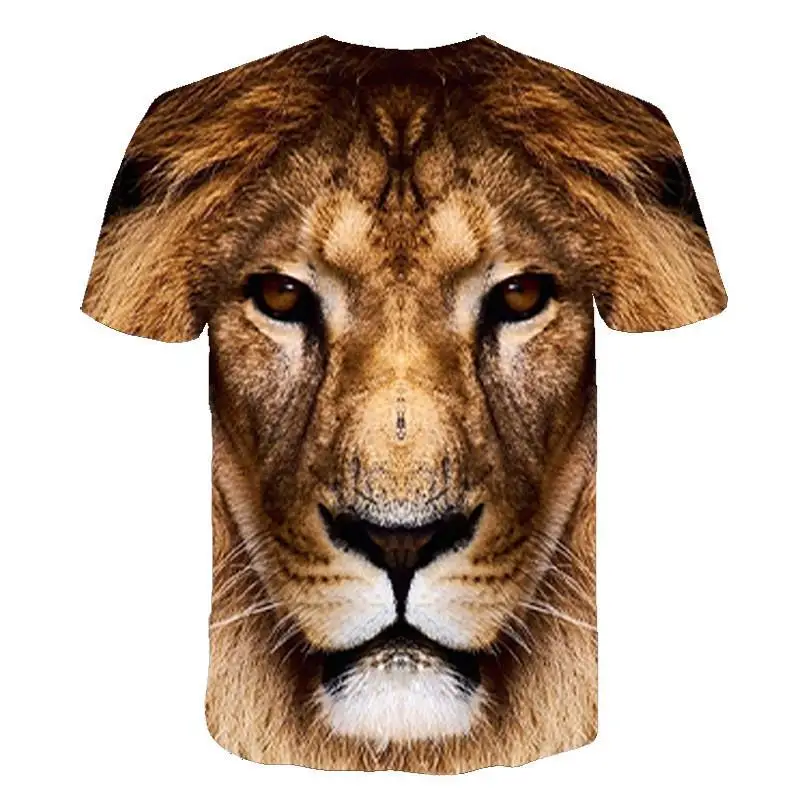 

Hot summer men's t-shirt O-neck short-sleeved clothing animal lion 3D printed T-shirt large size men's T-shirt xxs-6xl