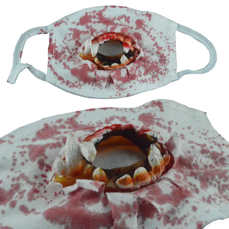 Страшный ужас маска для лица рот кексы Хэллоуин кровавые зубы дыхательная