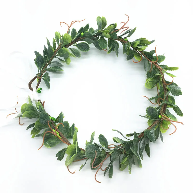 

Green Leaf Wreath Crowns Headband Women Hair Accessories Headdress Girl Floral Garlands Wedding Party Floral Headwear