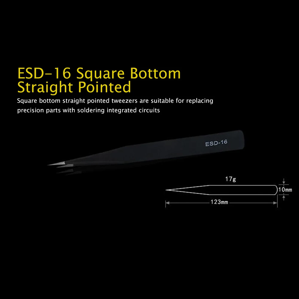 

9PCS Tweezers Anti-static Stainless Steel ESD Tweezers Set Kit With Curved Straight Flat Tip For Repairing Crafts Jewelry