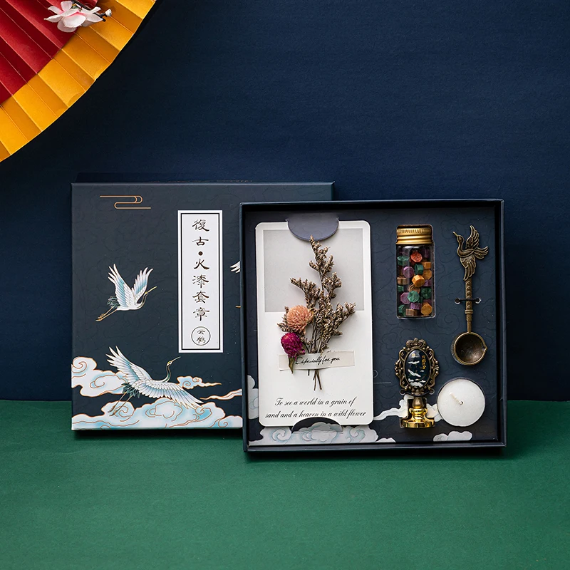 

Vintage Wax Seal Kit DIY Sealing Wax Gift Box Invitation Envelope Decoration Stamp Wax Set Birthday Wedding Christmas Present
