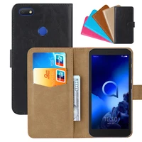 luxury wallet case for alcatel 1v pu leather retro flip cover magnetic fashion cases strap