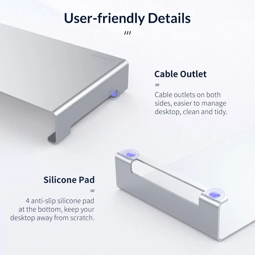 

ORICO Aluminum Computer Laptop Stand Metal Monitor Stand Riser Desktop Stand Organizer for iMac MacBook PC Home Office