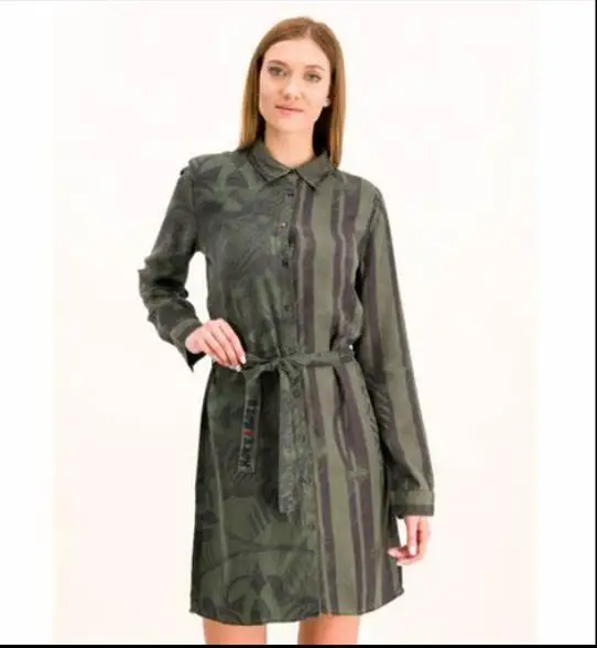 

2021 Spain Desigual Ladies Spring and Autumn cotton washed trench coat Camo Fashion coat long slim slim