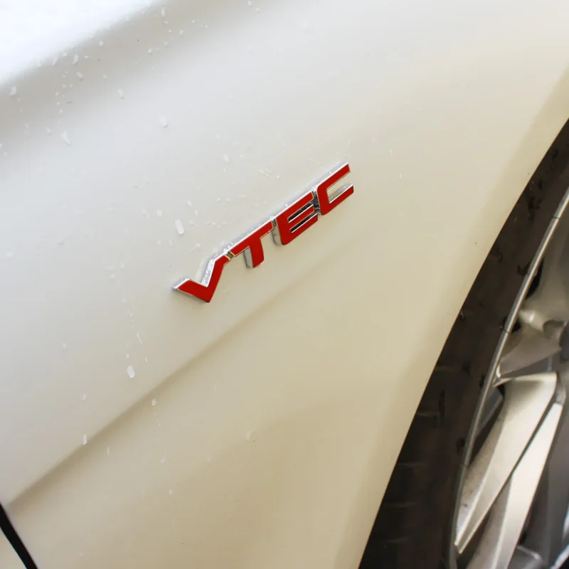 1Pcs 3D Metal Car Sticker Red VTEC Letter Logo Badge For Honda Civic Side Fender Rear Trunk Decal Accessories | Автомобили и
