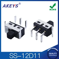 10pcs ss 12d11 horizontal toggle switch 13 4 6 7 high current vertical sliding bent foot three legs and two gears