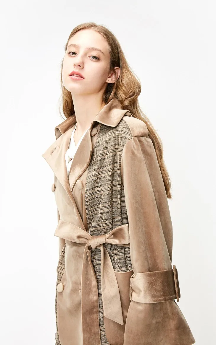 Vero Moda бархатный двубортный плащ в клетку кофта куртка женская| 318409507