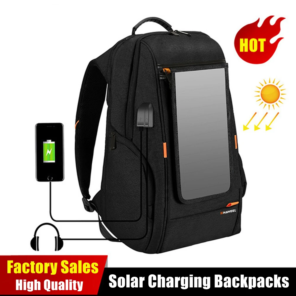 

Solar Panel Power Backpacks Breathable Casual Backpack For iPad Laptop Outdoor Travel Shoulder Bag with Handle USB Charging Port