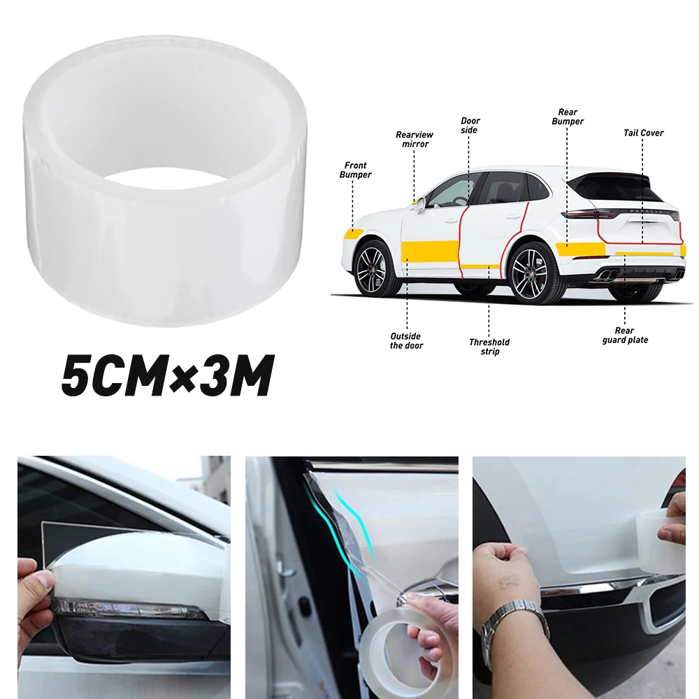 1pcs 5cmx3m Car Door Sill Guard Film Anti Scratch Scuff Stickers Protector Transparent For BMW Audi A3 A4 A6 Volkswagen Golf