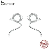 bamoer twine hoop earrings for women solid silver 925 star round tiny ear hoops fashion jewelry korean jewelry sce637