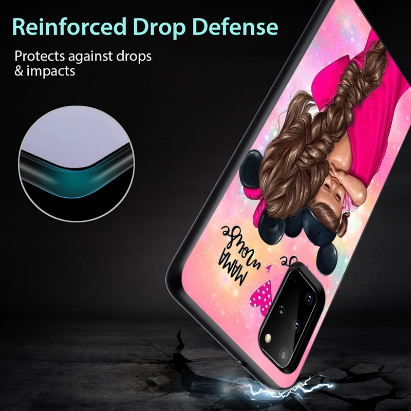 

Lucky Cute Mom baby for Samsung Galaxy S21 S20 FE Ultra S10 S10e S9 S8 S7 S6 Plus Lite Edge Black Phone Case