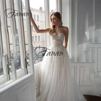 2021 new strapless backless wedding dress sleeveless a line lace appliques floor length bridal gown robe de soir%c3%a9e de mariage
