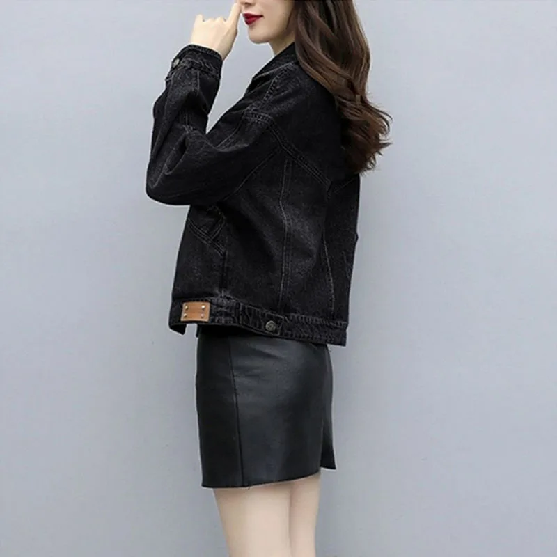 Элегантная женская демисезонная джинсовая куртка модное женское Свободное