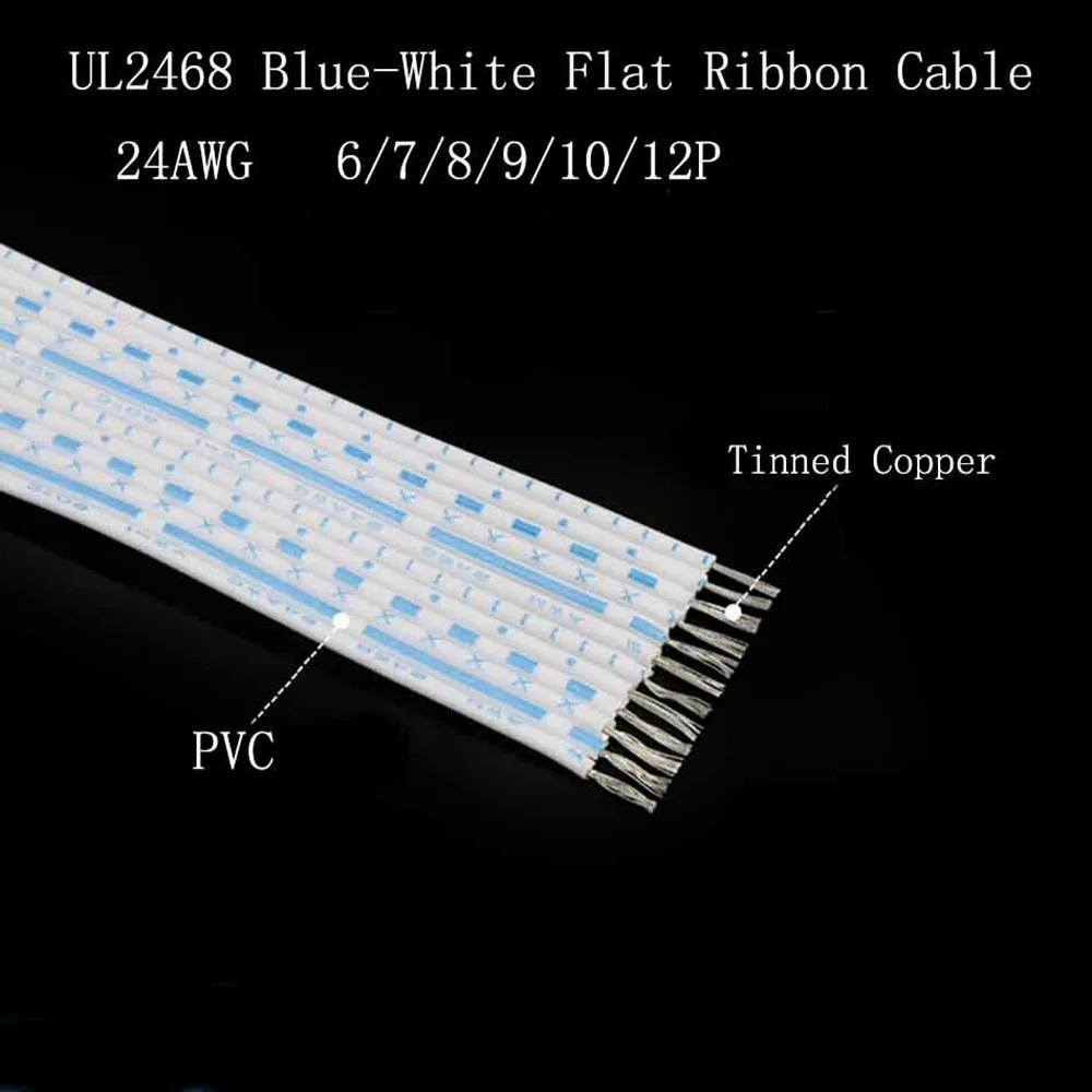 Плоский ленточный кабель 1 метр 6 7 8 9 10 12 Way 24/26 AWG гибкий провод из ПВХ луженая медь |