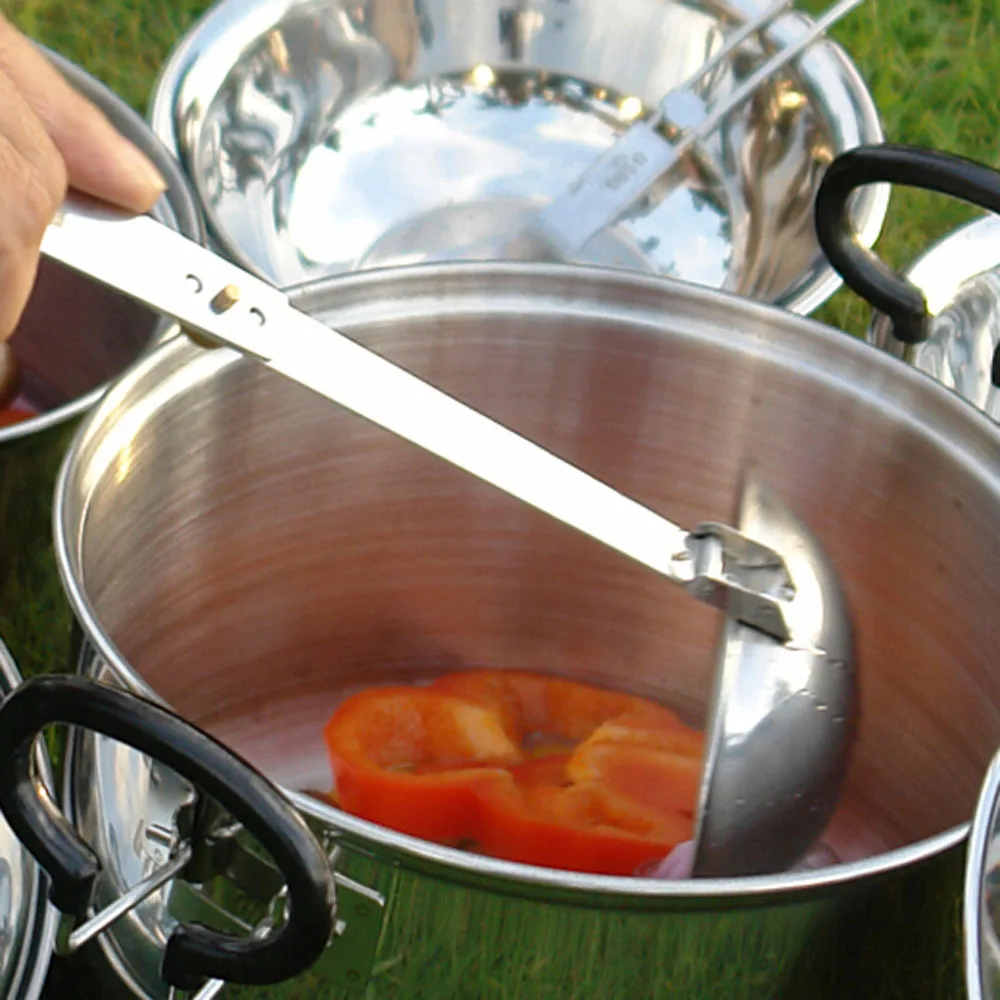 

Outdoor Silver Spoon Foldable Soup Ladle Portable Cookware Utensils Tableware Stainless Steel Folding Spoon for Camping Picnic