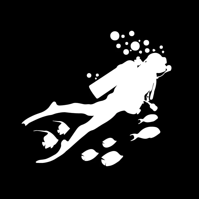 

Fun Marine World Diving Adventure Decal Car Stickers Personalized Fish Car Stickers Waterproof Sunscreen Black/white, 18x16cm